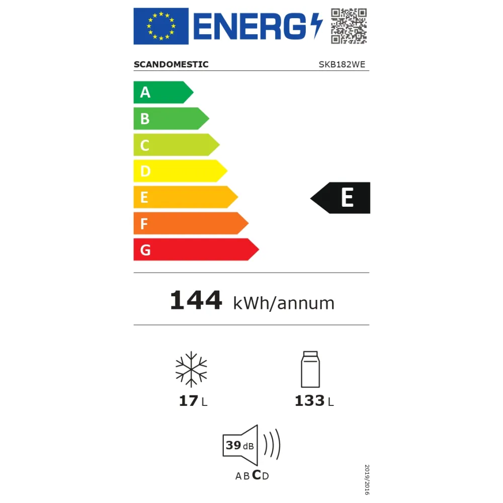 Ledusskapis ar saldētavu 133L + 17L SKB 182 WE (31033710000SKB182WE)