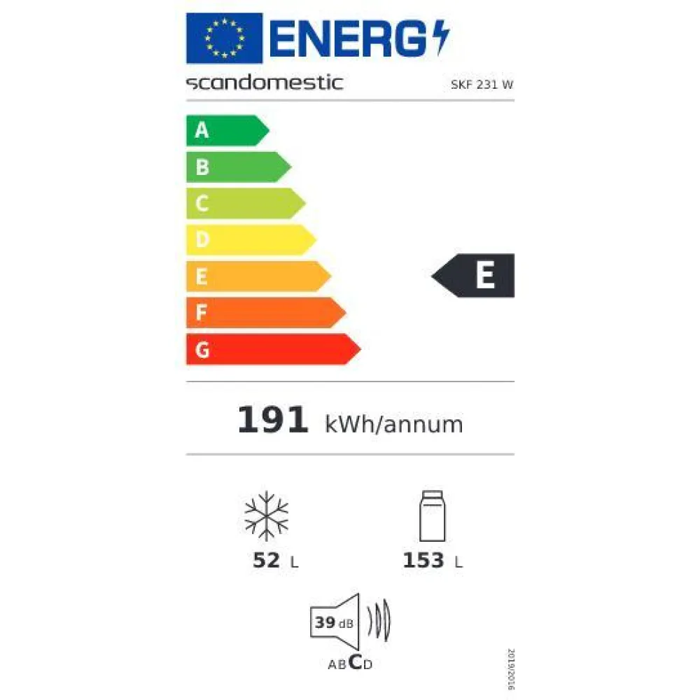 Ledusskapis ar saldētavu 153L+52L SKF 231 W (01030231W10000)