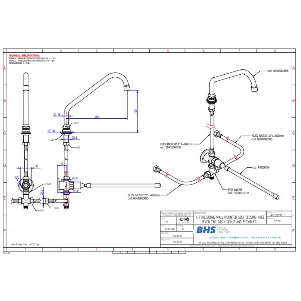 Krāna komplekts ar stiprinājumiem A019KIT (ARES019KIT)