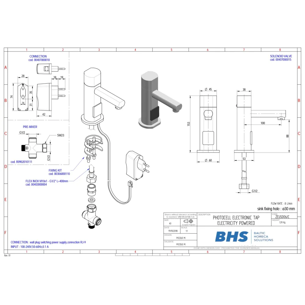 Elektroniskais krāns S006C (ZEUS006/C)