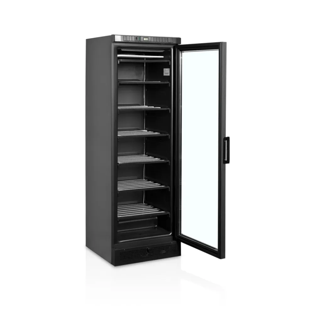 Melna saldētava ar apsildāmām stikla durvīm, 270l (UFSC371G BLACK)