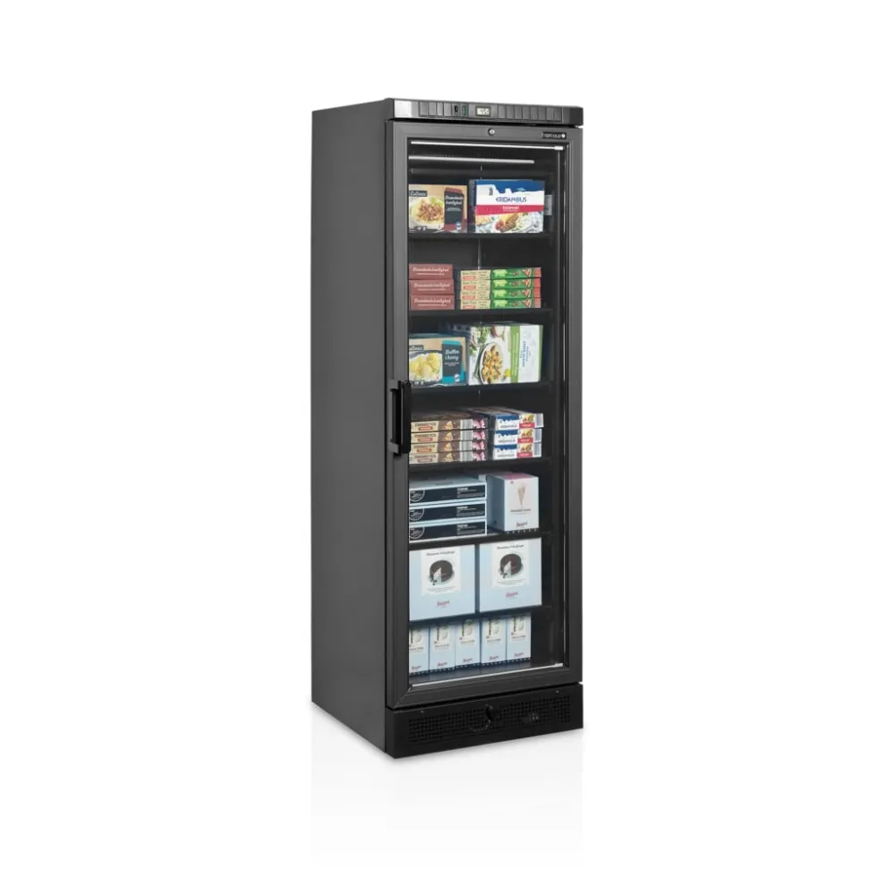 Melna saldētava ar apsildāmām stikla durvīm, 270l (UFSC371G BLACK)