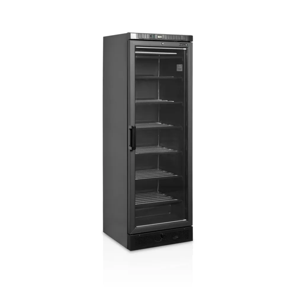 Melna saldētava ar apsildāmām stikla durvīm, 270l (UFSC371G BLACK)
