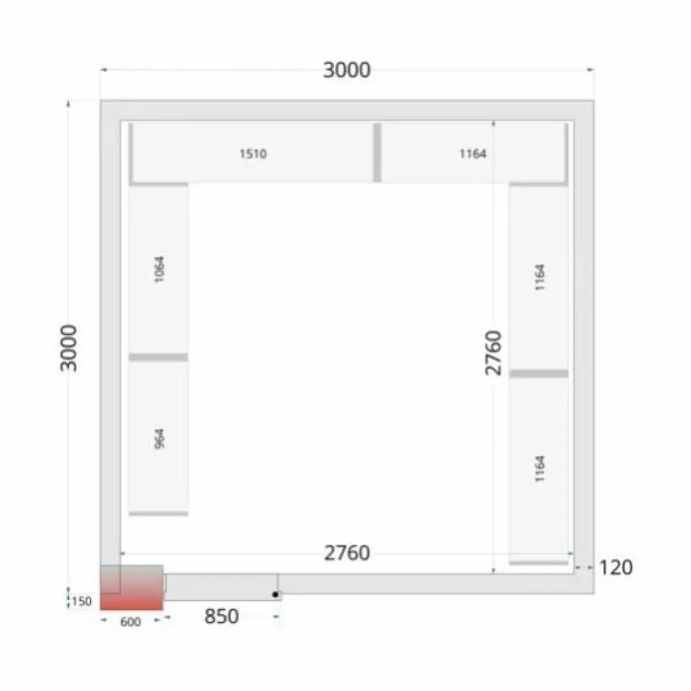 Saldēšanas kamera ar platām durvīm 3000 / 3000 / 2200 14.93 m³ (CRNF3030WD)