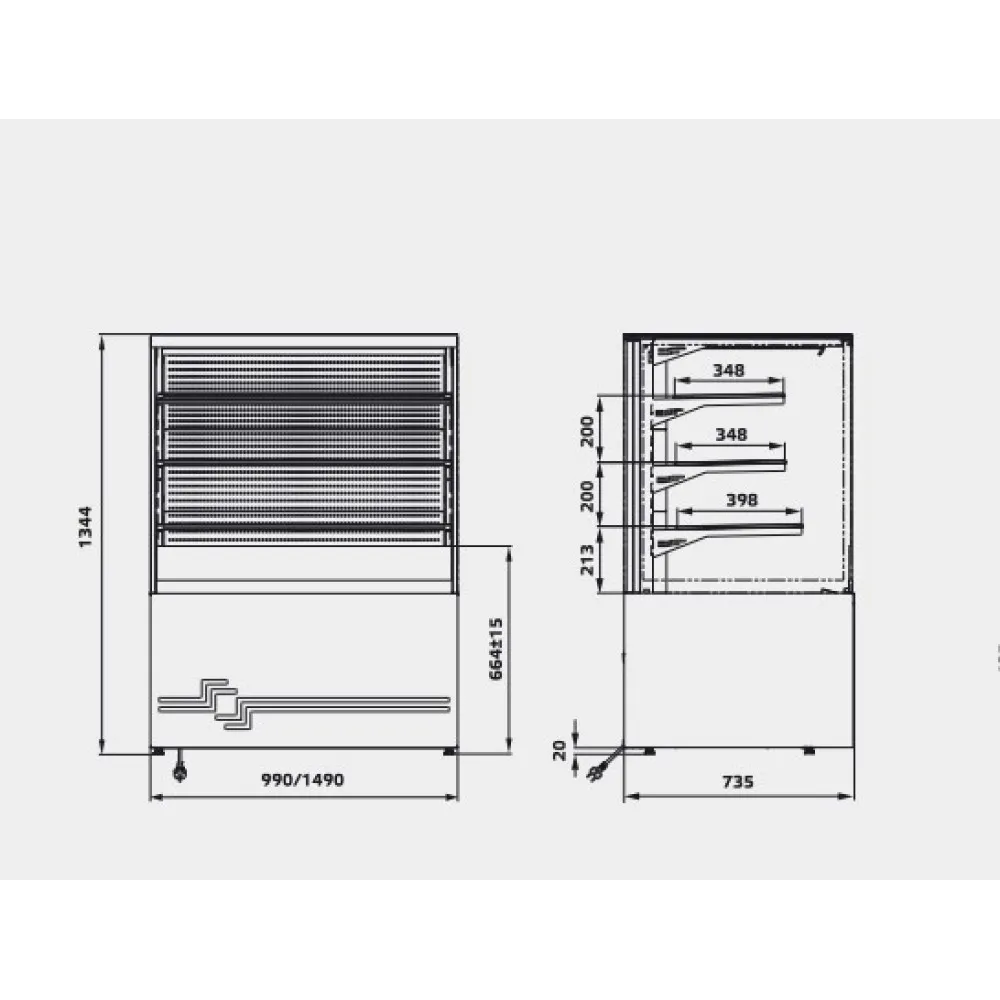 Konditorejas vitrīna CUBE II 1000 Grab n Go/ Dense Back (CUBE-II-1000-DENSEBACK)