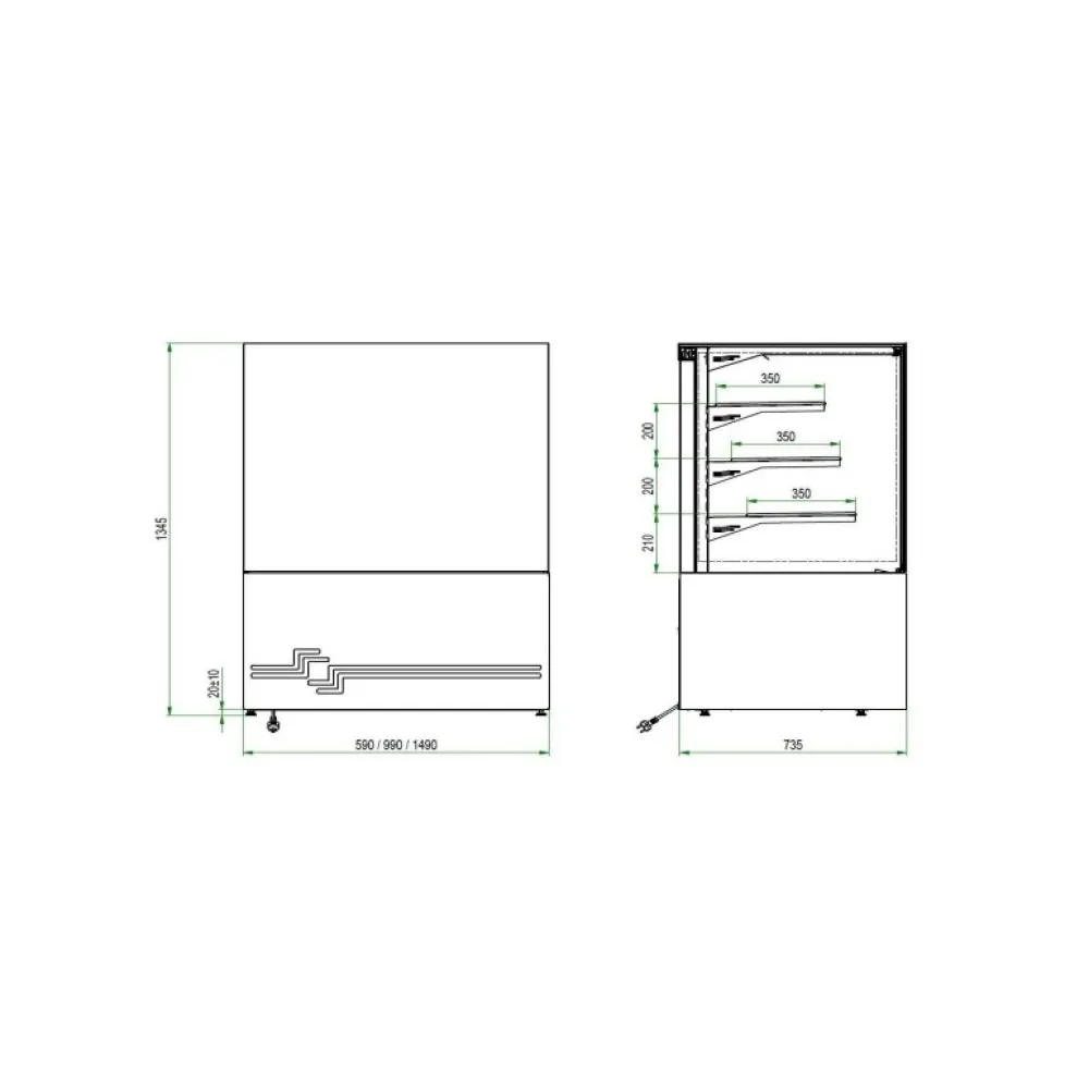 Konditorejas vitrīna CUBE II 1000 Grab n Go (CUBE-II-1000-GRABnGO)