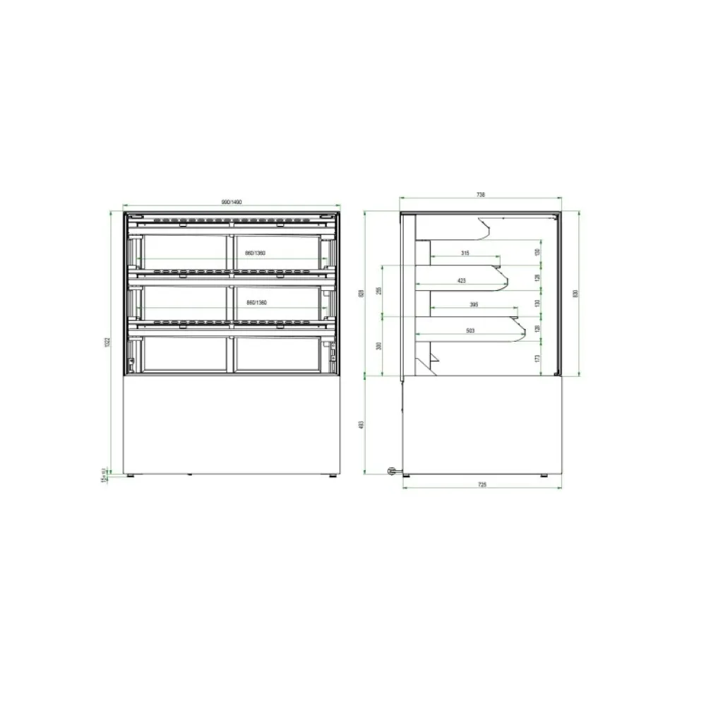 Konditorejas vitrīna CUBE II 1500 Static (CUBE-II-1500-STATIC)