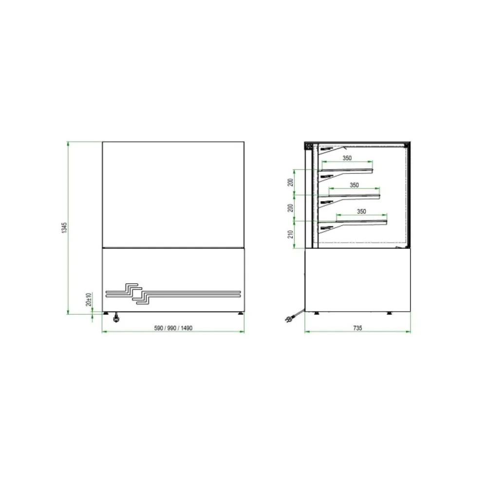 Konditorejas vitrīna CUBE II 1500 (CUBE-II-1500)