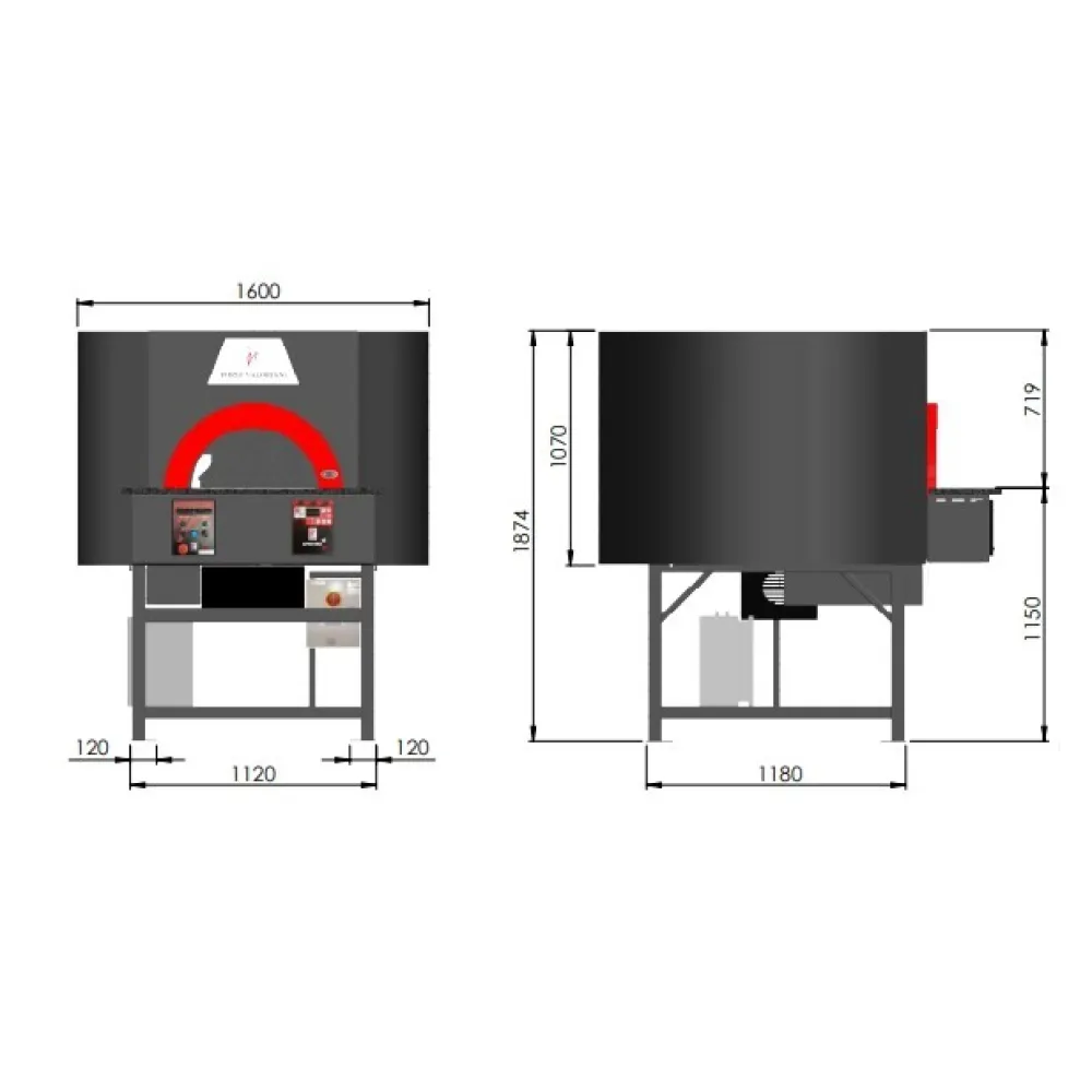 Malkas un gāzes picas krāsns ROTATING100