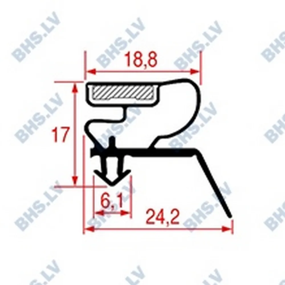 SNAP-IN GASKET L1074 LENGTH 2500 mm (L3286212)