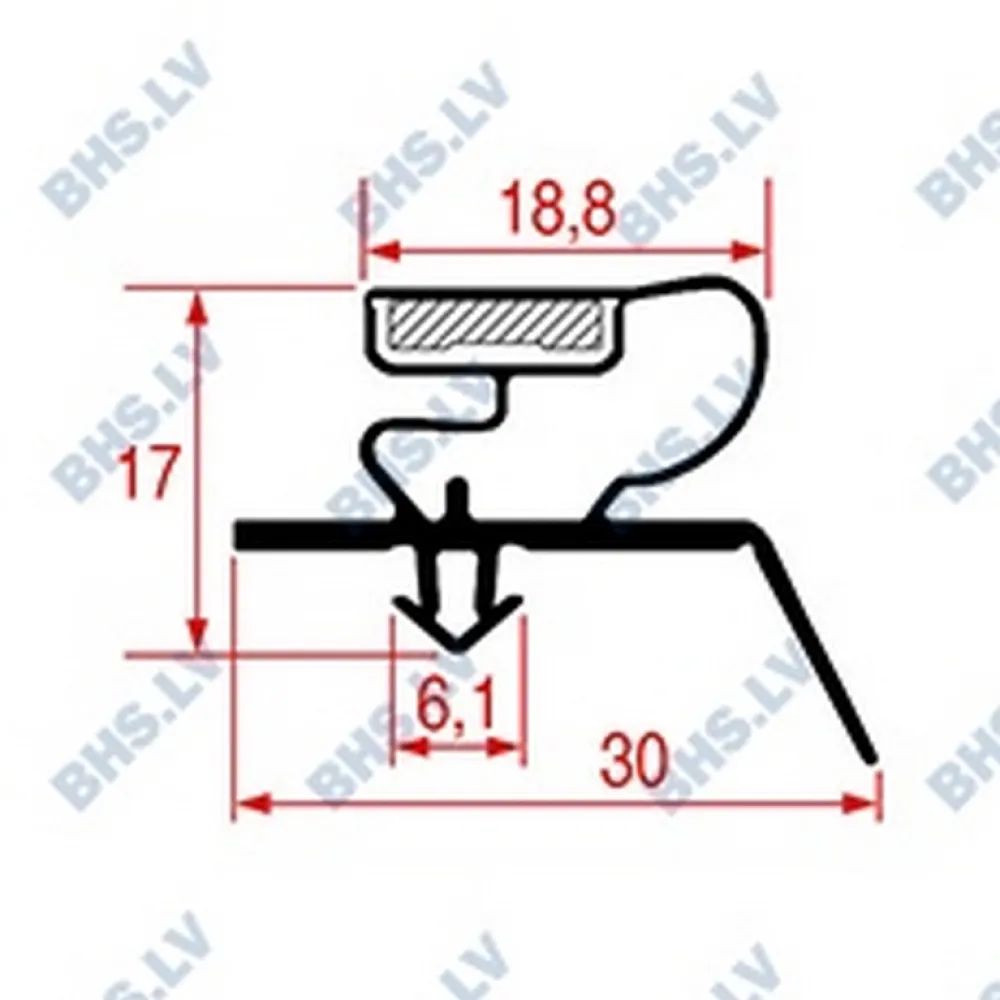 SNAP-IN GASKET L1075 LENGTH 2500 mm (L3286213)