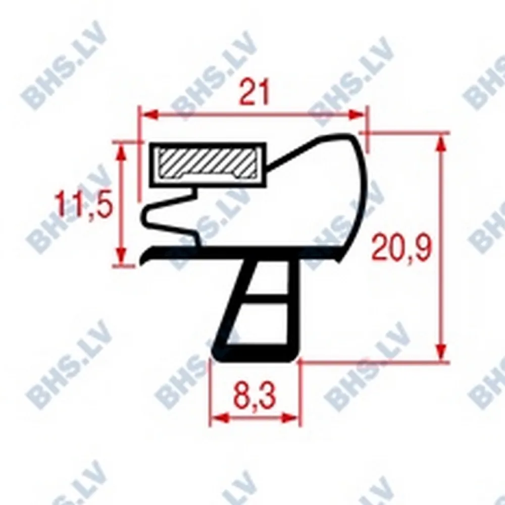 SNAP-IN GASKET L1076 LENGTH 2500 mm (L5090489)