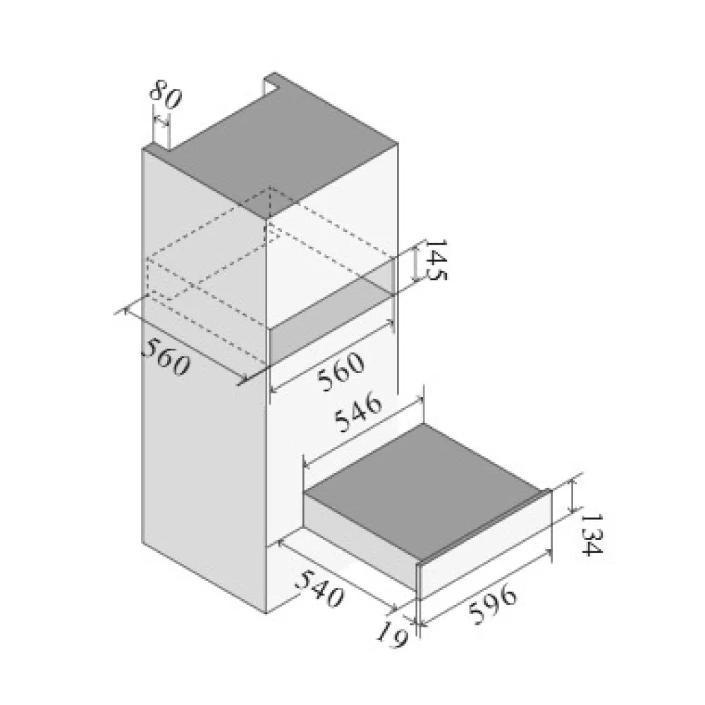 Iebuvēta apsildāma atvilktne, nerūsējošais tērauds vai krāsots tērauds, 60 cm, 40-80°C Ilve 615NWDPP