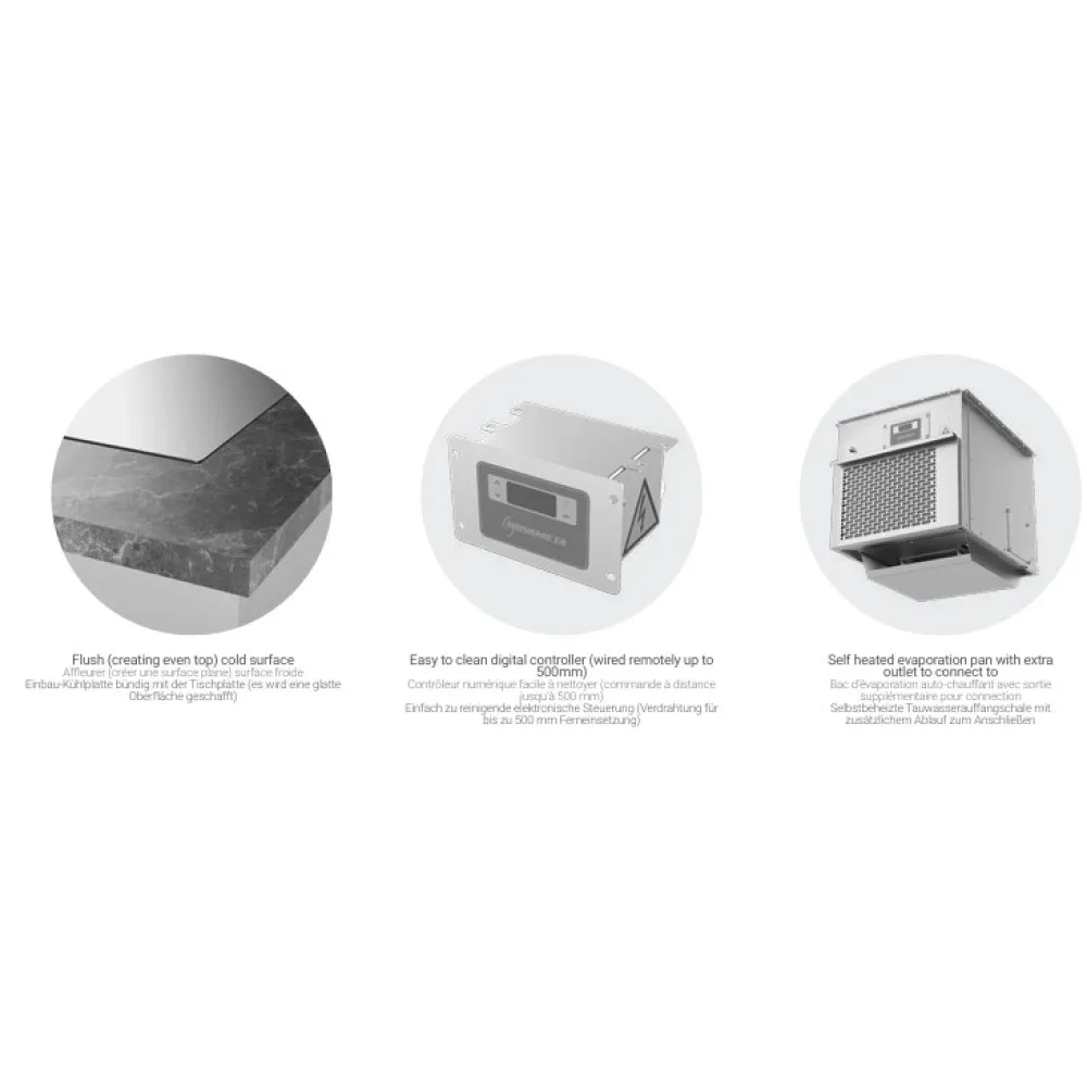 Vienā līmenī ar galda virsmu, iemontējama aukstā virsma, 1280 mm (Z-UCP4-FLUSH-128/51/48)