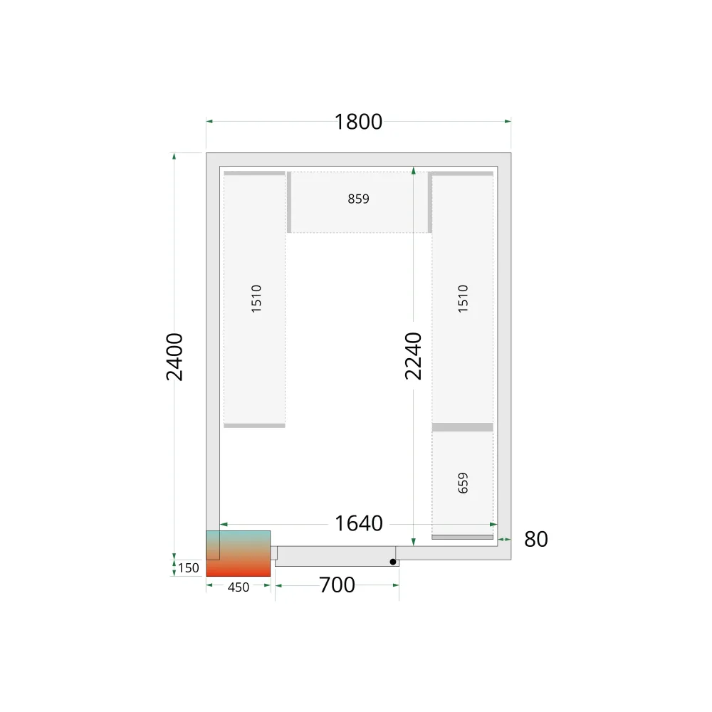Aukstumkameras paneļi NF 1800 / 2400 / 2120 mm, 80 mm (44077)