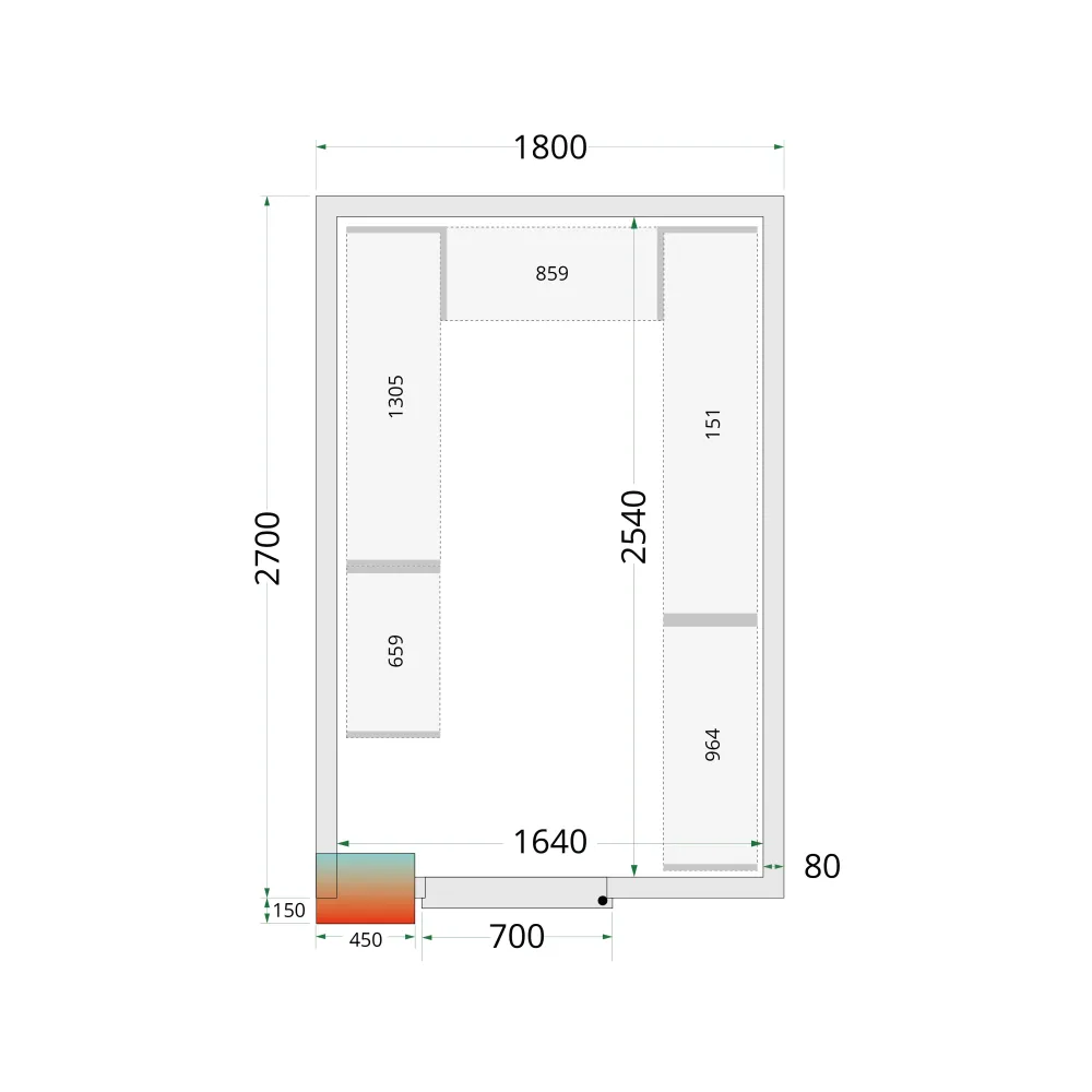 Aukstumkameras paneļi 1800 / 2700 / 2200 mm, 80mm (44078)