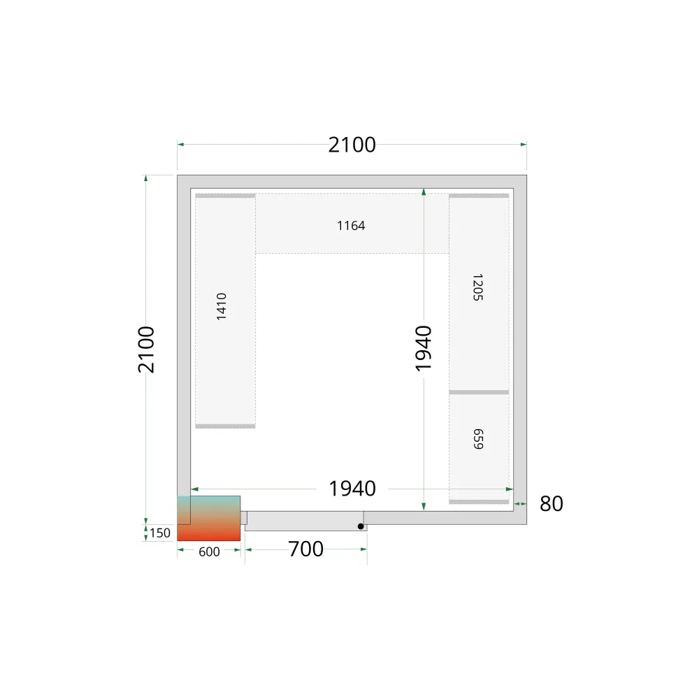 Aukstumkameras paneļi NF 2100 / 2100 / 2120 mm, 80 mm (44082)