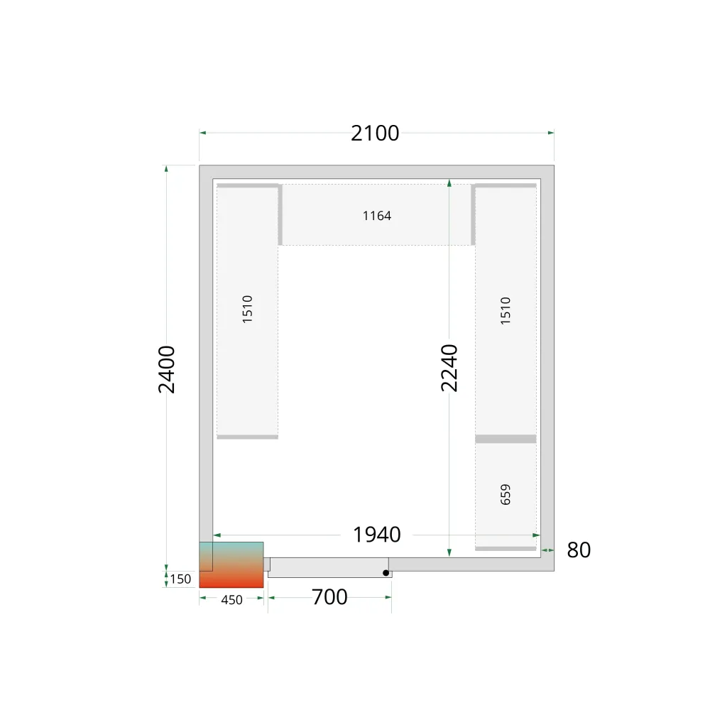 Aukstumkameras paneļi NF 2100 / 2400 / 2120 mm, 80 mm (44084)