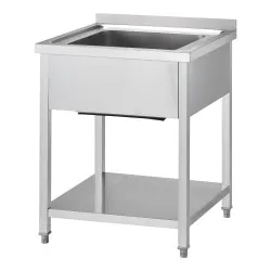 GREDIL nerūsējošā tērauda galds  izlietnei ar plauktu  600 × 600 × 850 mm