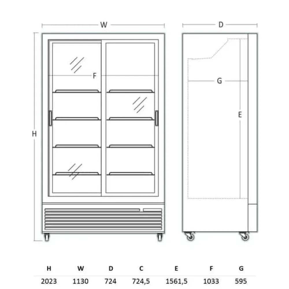 Ledusskapis-vitrīna, melns, 678 L, DC 1000 BSLD (263111DC1000BSLD)