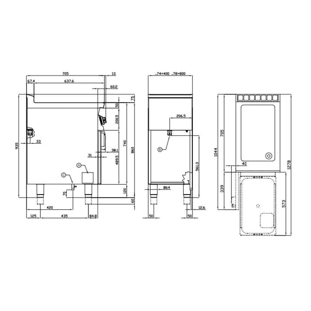 Gāzes daudzfunkcionālā fiksētā gatavošanas panna 70 BRF-78G (08240853)
