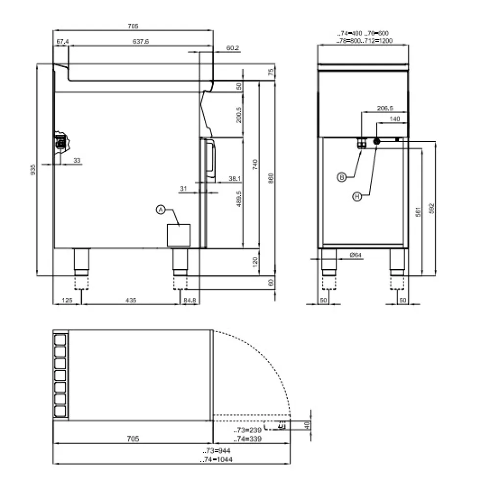 Elektriskā grilvirsma, 1/2 rievota ar plauktu Touch Screen 70 FTLR-76ETTS (0806A635)