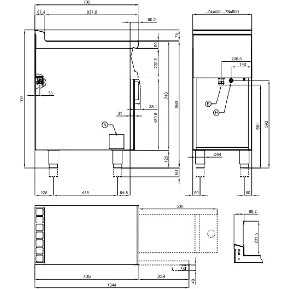 Elektriskais fritieris ar neitrālo skapi 8+8L Touch Screen 70 F2/8-74ETT (0809A432)