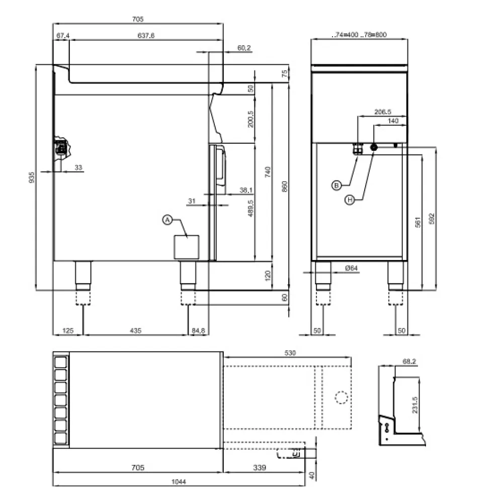 Elektriskais fritieris ar neitrālo skapi 18L Touch Screen 70 F18-74ETT (0809A431)
