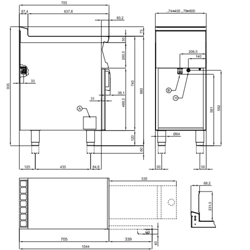 Elektriskais fritieris ar neitrālo skapi 13+13L Touch Screen 70 F2/13-78ETT (0809A830)