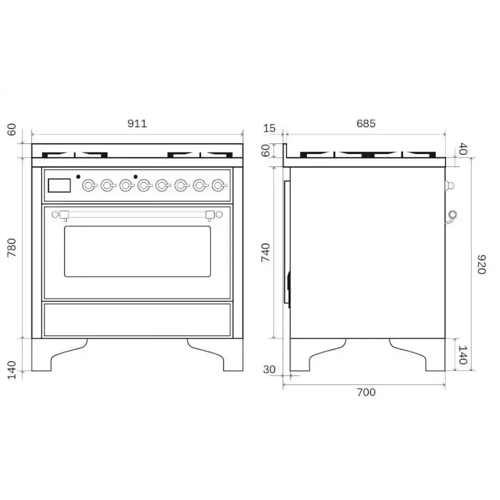 Range Cooker Majestic M09N ar degliem zivīm (M09PDNE3)