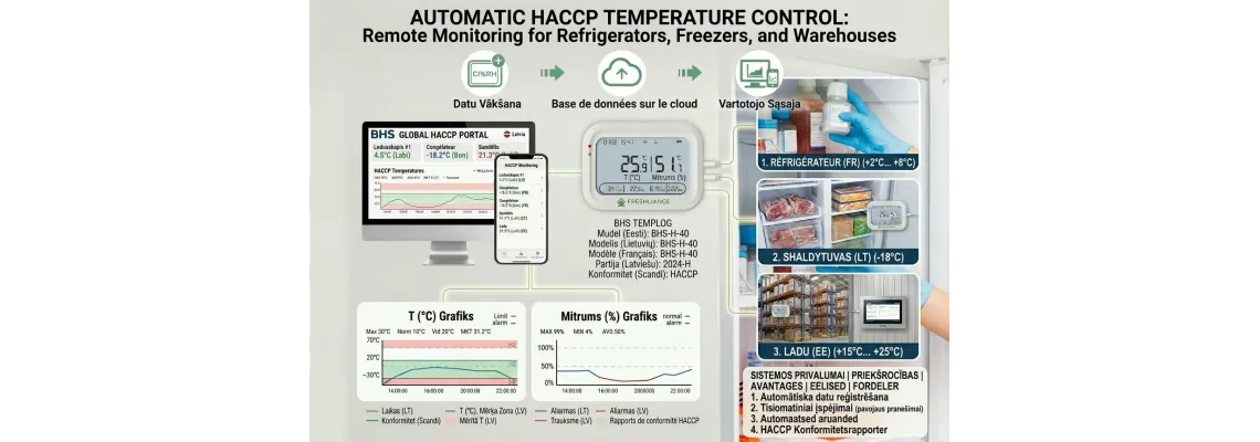 Automātiska temperatūras kontrole HACCP vajadzībām: attālināta uzraudzība ledusskapjiem, saldētavām un noliktavām