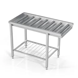 Table to dishwasher with long rolls and grid shelf 800