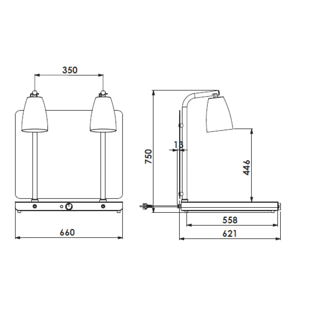 SILDVIRSMA AR 2 INFRASARKANAJĀM LAMPĀM HELIOS 2/1 FIX P2 (034CRHEL2/1FXP2)