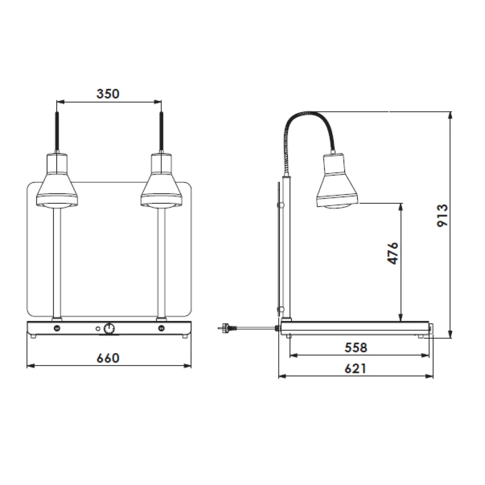 SILDVIRSMA AR 2 ELASTĪGĀM INFRASARKANAJĀM LAMPĀM  HELIOS 2/1 FLEX P1 (034CRHEL2/1FLP1)
