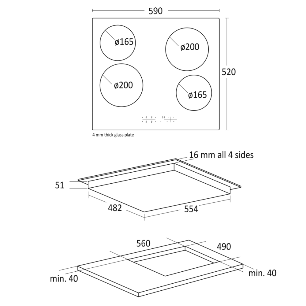 Keramiskā plīts virsma K 61 (33050061310000)