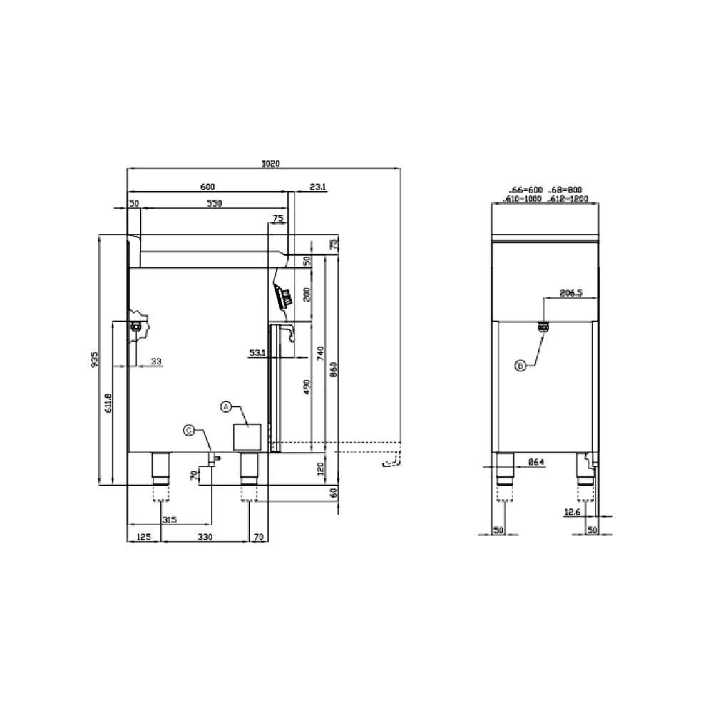 Elektrīskā plīts ar cepeškrāsni 4 riņķi CFM4-66ETX/V (06660632X)