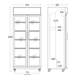 Ledusskapis-vitrīna, balts 437L SD881HE