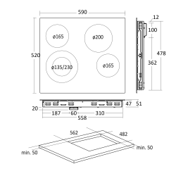 Keramiskā plīts virsma HOC60F