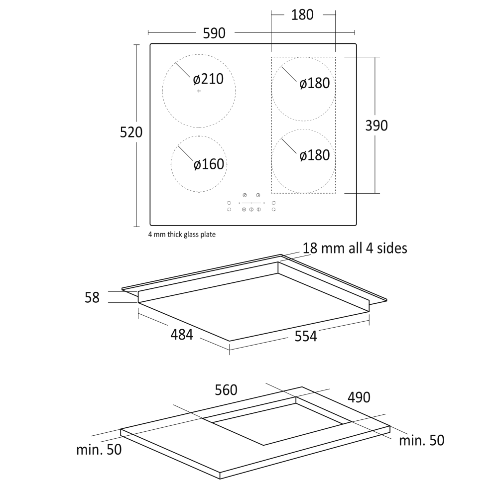 Indukcijas plīts virsma HOI60F1FLEX (33058010000HOI60F1FLEX)