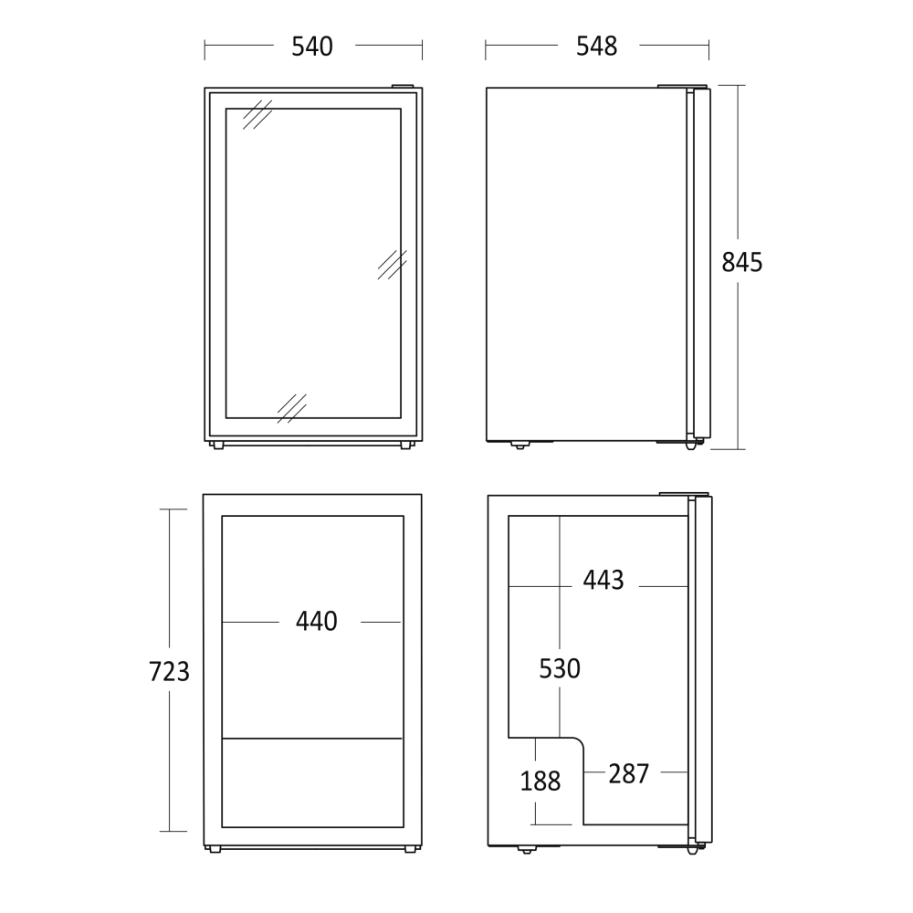 Ledusskapis-vitrīna 115L DC126BB (35311110000DC126BB)