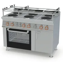 Elektrīskā plīts ar cepeškrāsni, 6 riņķi CFV6-712ETVX/V