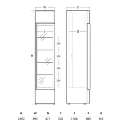 Ledusskapis-vitrīna, melns 133L DCC217BD