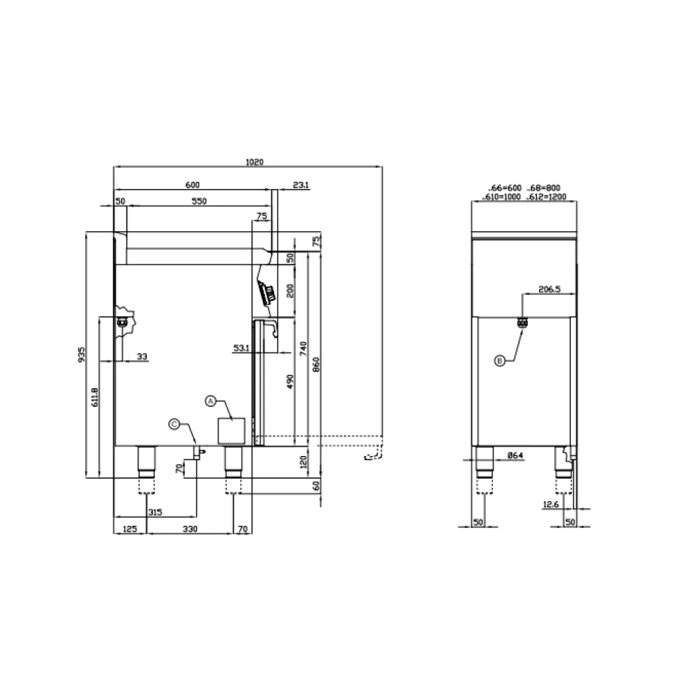 Gāzes plīts ar elektrisko cepeškrāsni CF6-610GEM/V (06691060)