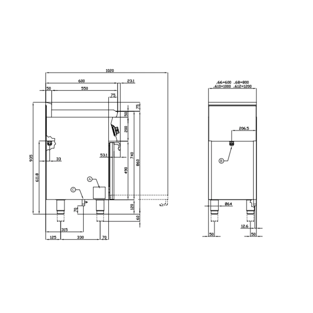 Gāzes plīts ar elektrisko cepeškrāsni CFM3-612GEMV/V (06791262)