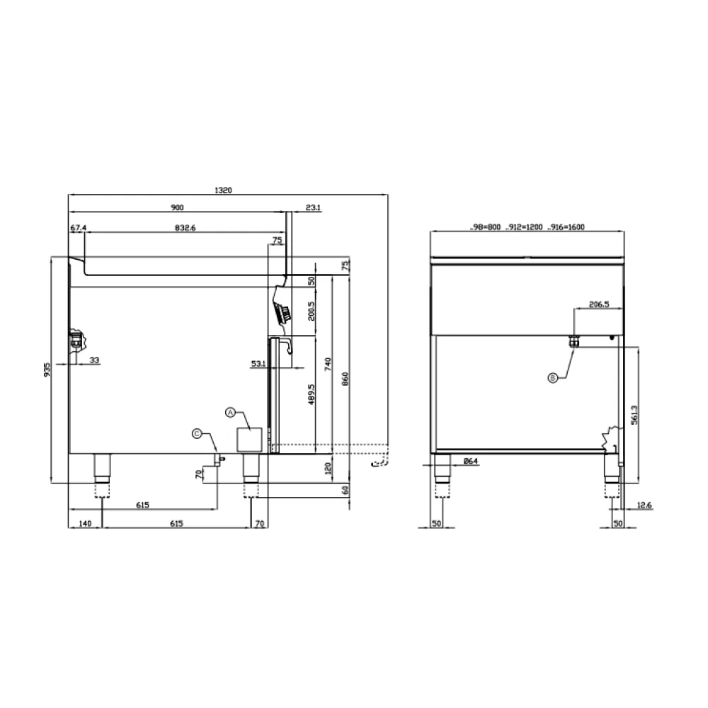 Elektrīskā plīts ar cepeškrāsni 4 riņķi 90 MARINE CF4-98ETX (09660830X)