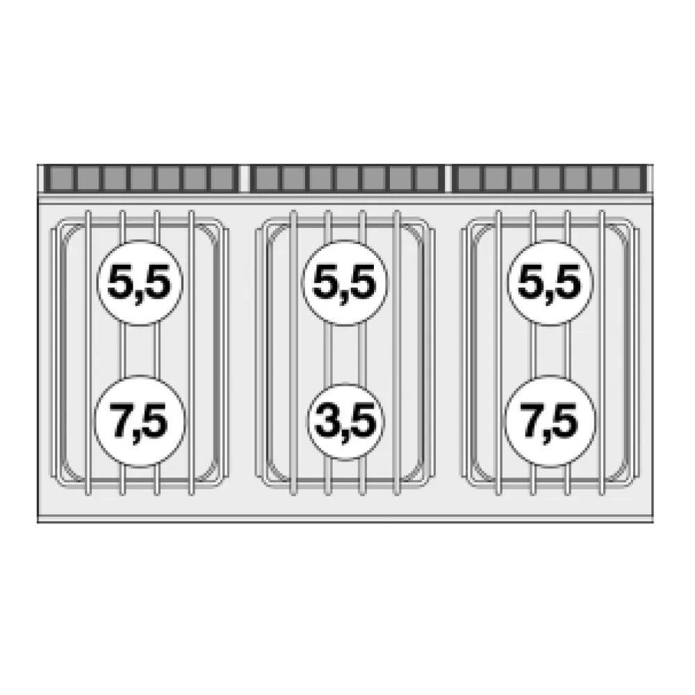 Gāzes plīts ar elektrisko cepeškrāsni MULTIFUNCTION, 6 degļi 70 CFV6-712GPEV/V (0880126A)