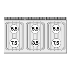 Gāzes plīts ar elektrisko cepeškrāsni MULTIFUNCTION, 6 degļi 70 CFV6-712GPEV