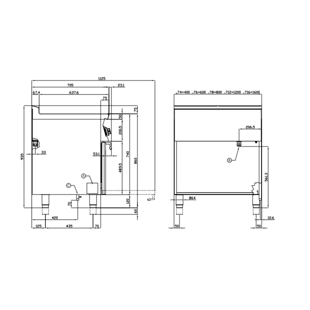 Gāzes plīts ar elektrisko cepeškrāsni MULTIFUNCTION, 6 degļi 70 CFV6-712GPEV/V (0880126A)