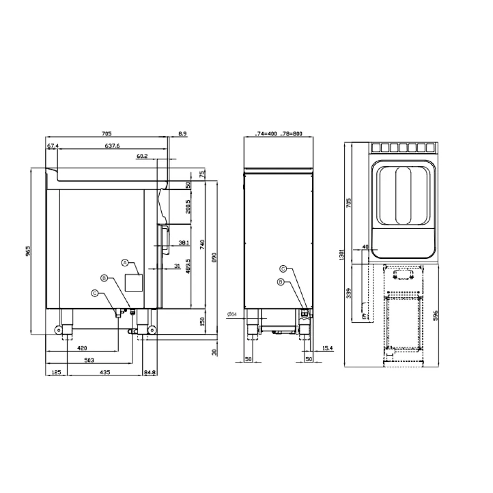 Gāzes fritieris ar neitrālo skapi TouchScreen 18L 70 F18-74GD (0832A450)