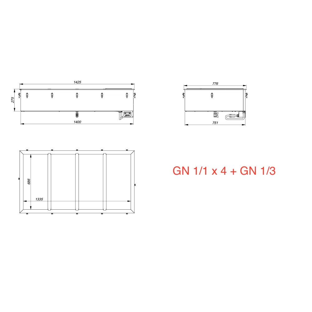 Karstais marmīts ēdnīcai GN 1/1 + GN1/3 (GNX4X13)